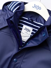 JoJo Maman Bébé Blue Waterproof Cosy Lined Jacket - Image 8 of 10