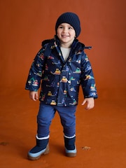 JoJo Maman Bébé Navy Transport 3-In-1 Waterproof Jacket - Image 1 of 12