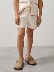 Off White/Orange - Reiss Bethany McLaren F1 Team Häkelshorts - Bild 3 von 5