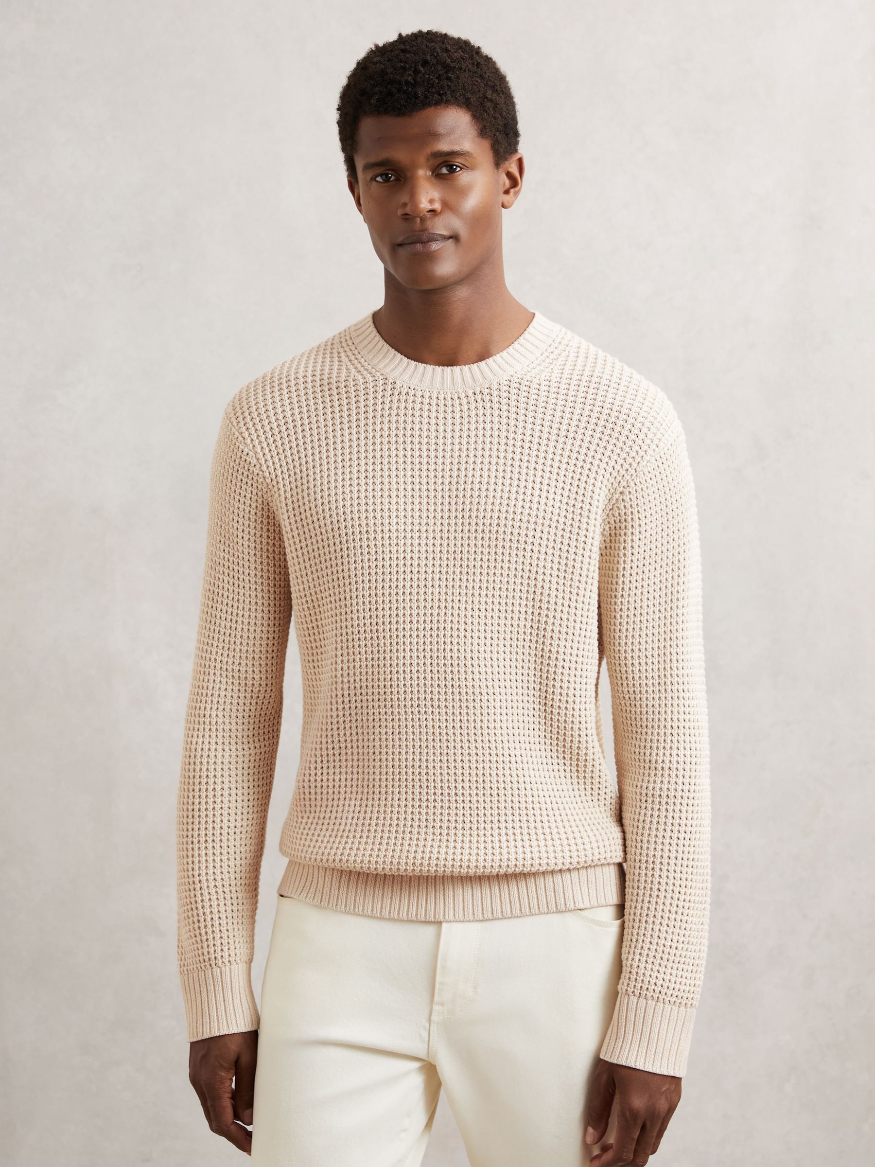 Paige Cotton Waffle-knit Sweater In Neutral