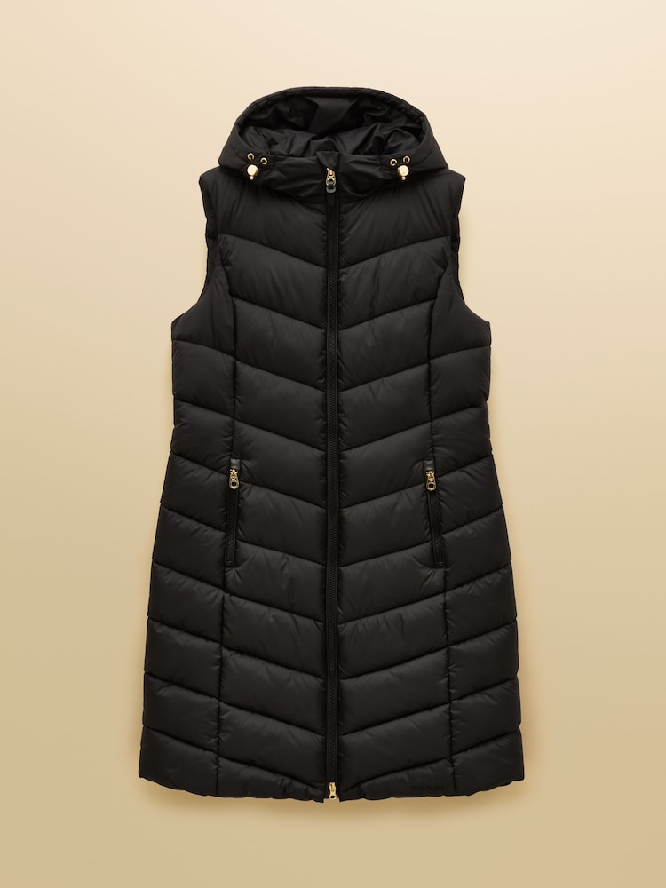 Joules Moorsdale Black Longline Showerproof Padded Gilet - Image 11 of 11 Joules Moorsdale Black Longline Showerproof Padded Gilet - Image 11 of 11