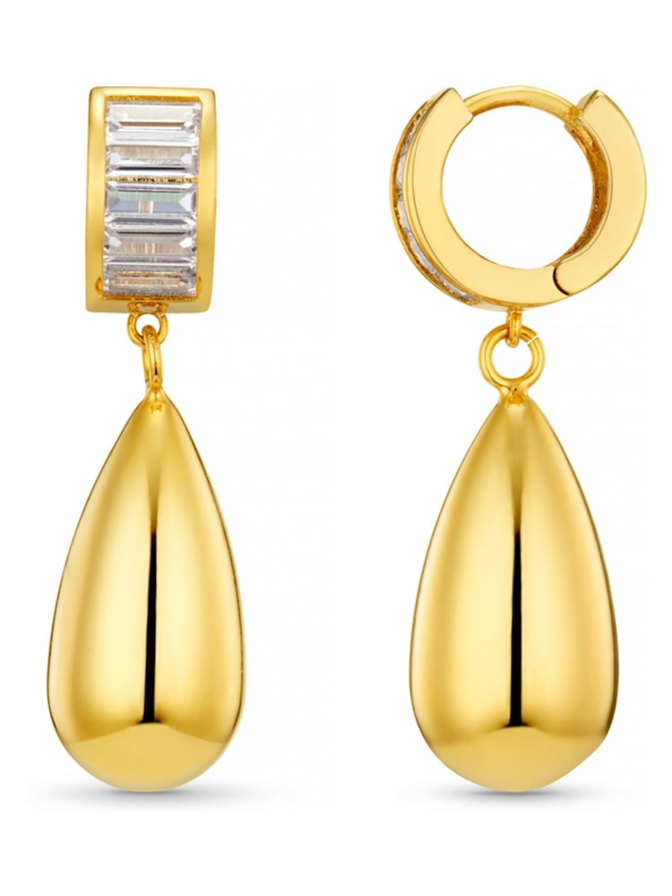 Orelia London Gold Tone Baguette & Metal Teardrop Earrings - Image 1 of 2 Orelia London Gold Tone Baguette & Metal Teardrop Earrings - Image 1 of 2