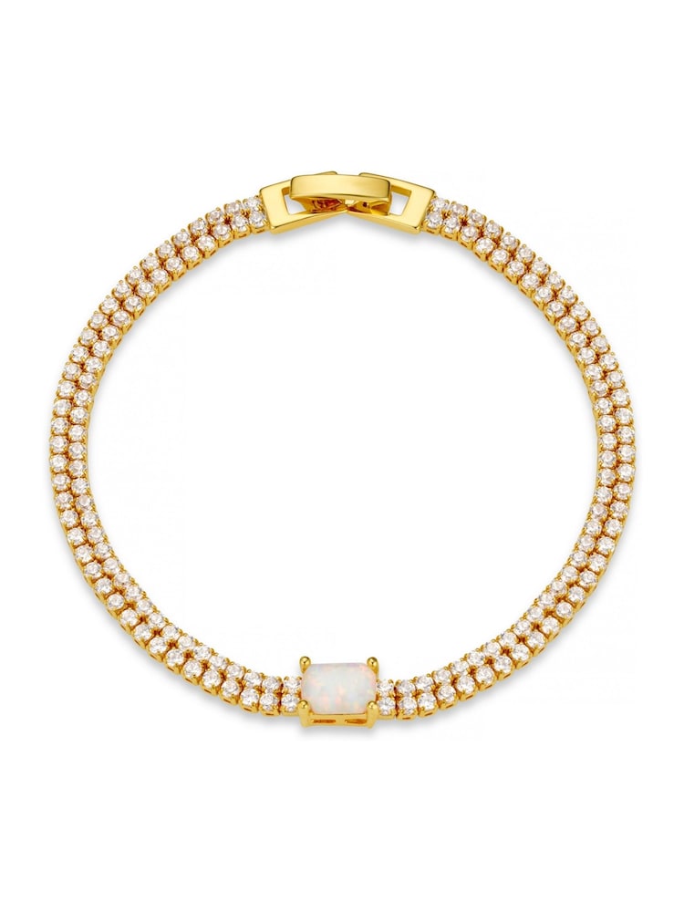 Orelia London Gold Tone Opal & Crystal Double Row Tennis Bracelet - Image 1 of 4