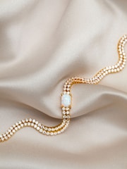 Orelia London Gold Tone Opal & Crystal Double Row Tennis Bracelet - Image 2 of 4