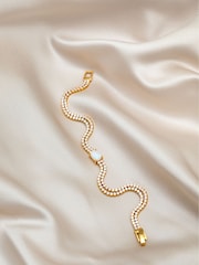 Orelia London Gold Tone Opal & Crystal Double Row Tennis Bracelet - Image 3 of 4
