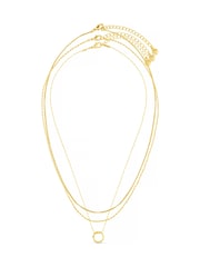 Orelia London Gold Tone Mini Open Circle Textured 3-Row Necklace - Image 1 of 4