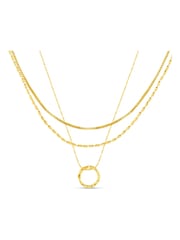Orelia London Gold Tone Mini Open Circle Textured 3-Row Necklace - Image 2 of 4