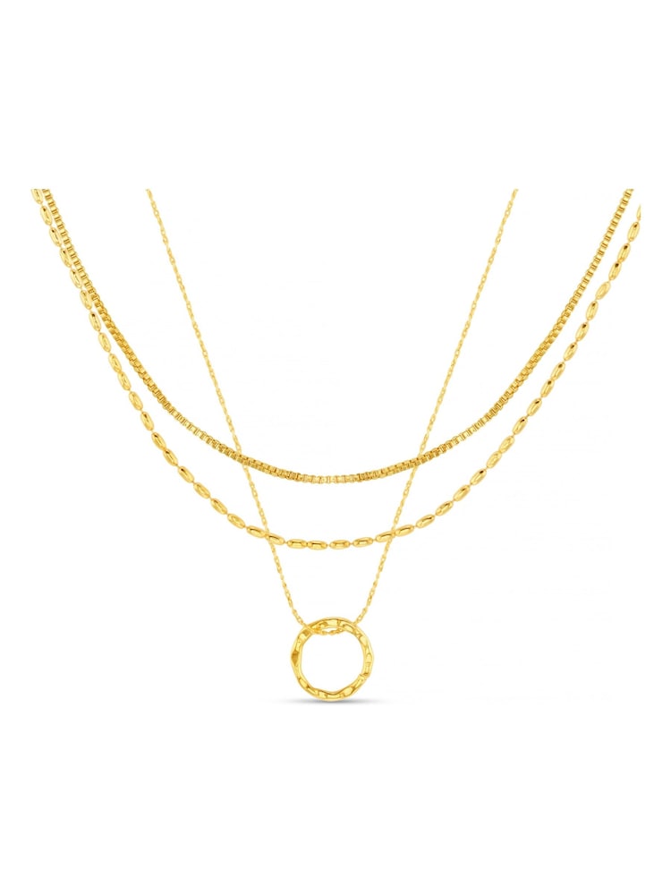 Orelia London Gold Tone Mini Open Circle Textured 3-Row Necklace - Image 2 of 4