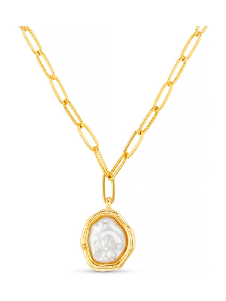 Orelia London Gold Tone Molten Pearl Pendant Necklace - Image 2 of 4