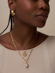 Orelia London Gold Tone Molten Pearl Pendant Necklace - Image 3 of 4
