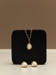 Orelia London Gold Tone Molten Pearl Pendant Necklace - Image 4 of 4