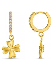 Orelia London Gold Tone Lucky Clover Charm Pave Hoop Earrings - Image 1 of 3