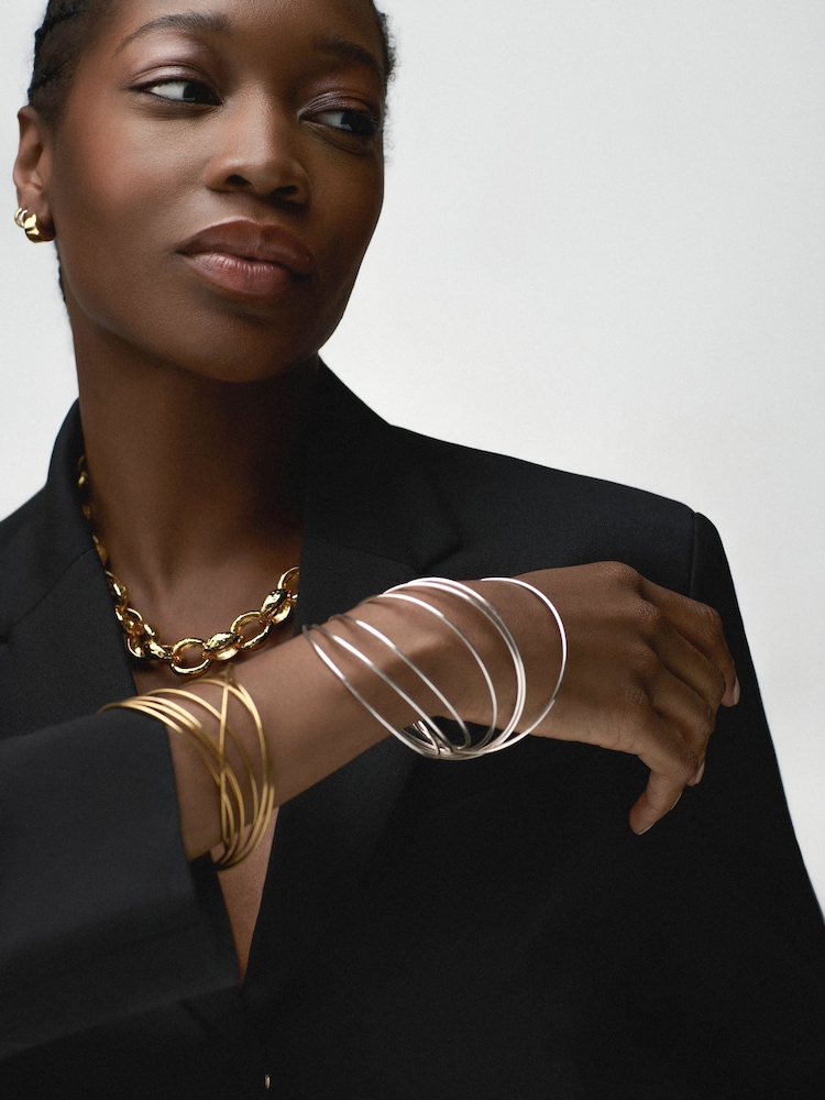 Orelia London Gold Tone Fine Multi Interlocking Bangle - Image 1 of 2
