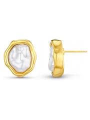 Orelia London Gold Tone Molten Pearl Stud Earrings - Image 1 of 3