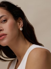 Orelia London Gold Tone Molten Pearl Stud Earrings - Image 2 of 3