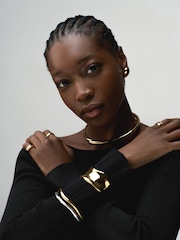 Orelia London Polished Hammered Bangle - Image 3 of 4