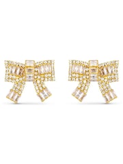 Orelia London Gold Tone Pave Baguette Embellished Bow Earrings - Image 1 of 3