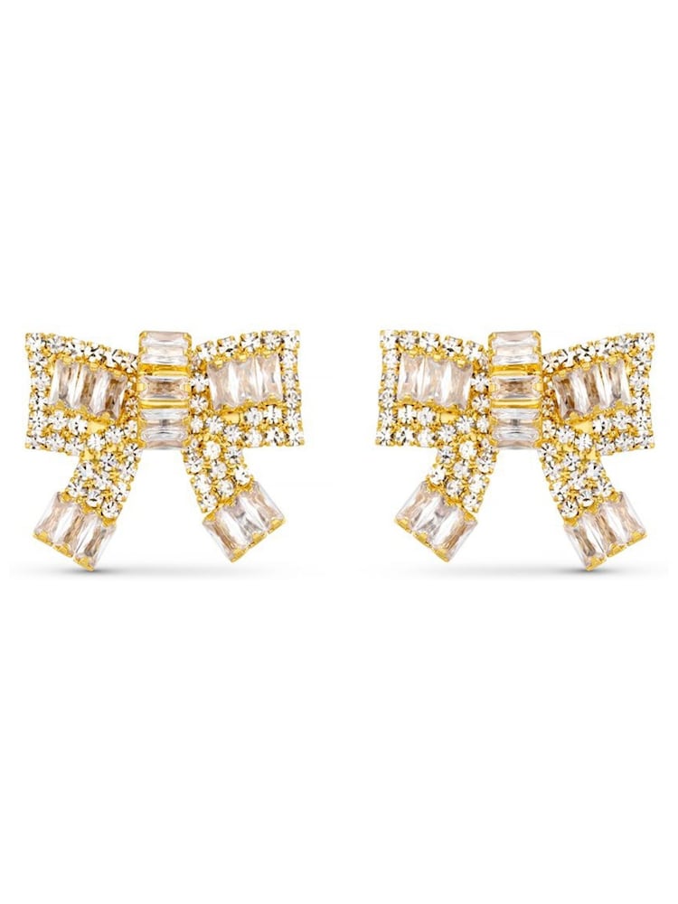 Orelia London Gold Tone Pave Baguette Embellished Bow Earrings - Image 1 of 3