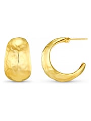 Orelia London Gold Tone Polished Hammered Domed Hoops - Image 1 of 2