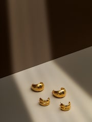 Orelia London Gold Tone Polished Hammered Domed Hoops - Image 2 of 2