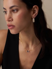 Orelia London Gold Tone Pearl & Crystal Embellished Hoop Earrings - Image 2 of 4