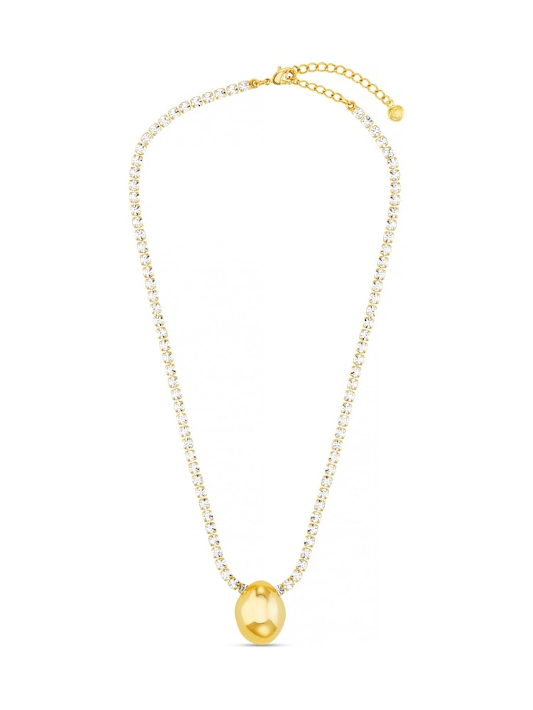 Orelia London Gold Tone Tennis Chain & Polished Drop Necklace - Image 1 of 3