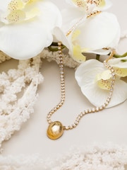 Orelia London Gold Tone Tennis Chain & Polished Drop Necklace - Image 2 of 3