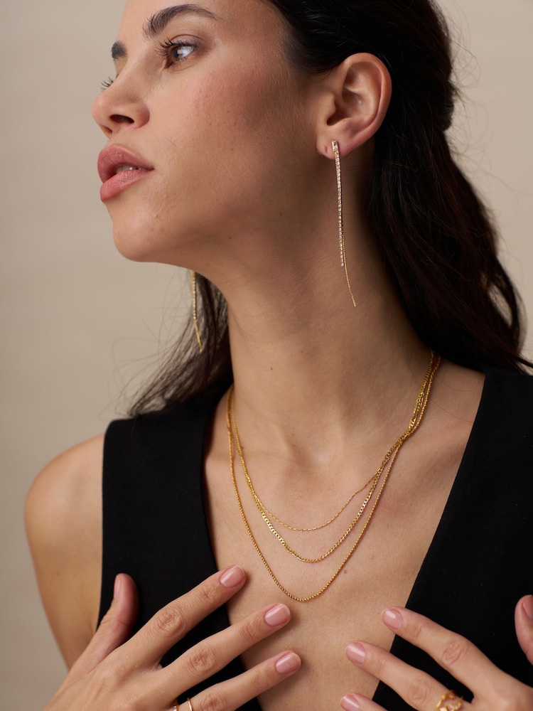 Orelia London Gold Tone Fine Chain 3-Row Necklace - Image 3 of 3