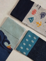 White Stuff Blue Sail Away Socks 3 Pack - Image 2 of 2