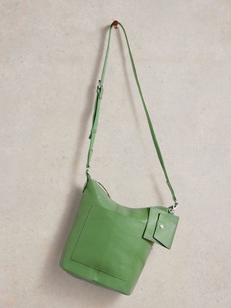 White Stuff Green Fern Leather Cross-Body Bag - Image 4 of 4
