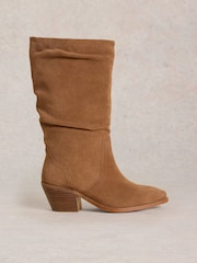 White Stuff Brown Azalea Suede Mid Slouch Boots - Image 1 of 4