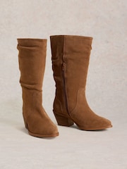 White Stuff Brown Azalea Suede Mid Slouch Boots - Image 2 of 4