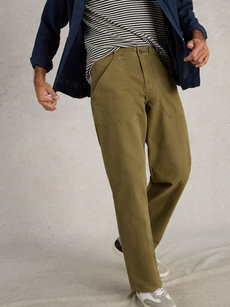 White Stuff Green Crantock Utility 100% Cotton Trousers - Image 1 of 6