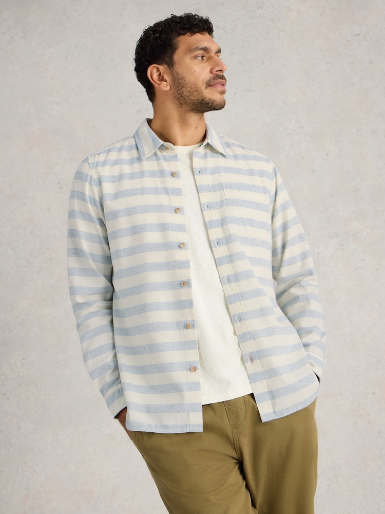 White Stuff White Neppy Stripe Long Sleeve 100% Cotton Shirt - Image 1 of 6