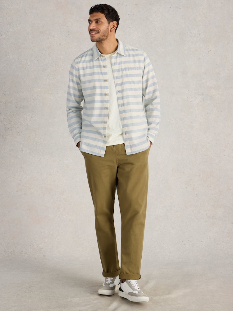 White Stuff White Neppy Stripe Long Sleeve 100% Cotton Shirt - Image 3 of 6