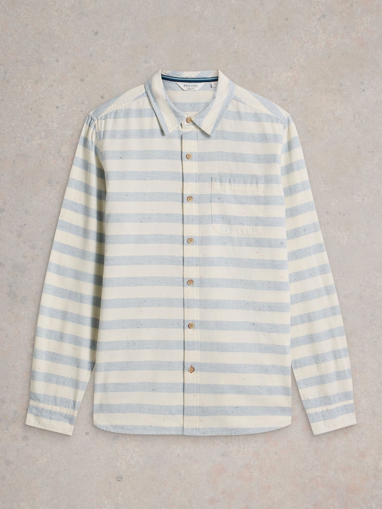 White Stuff White Neppy Stripe Long Sleeve 100% Cotton Shirt - Image 5 of 6