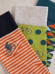 White Stuff Orange Bicycle Geo Socks 3 Pack - Image 2 of 2