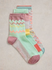 White Stuff Squiggle Ankle nogavice 3 komplet - Slika 1 iz 2