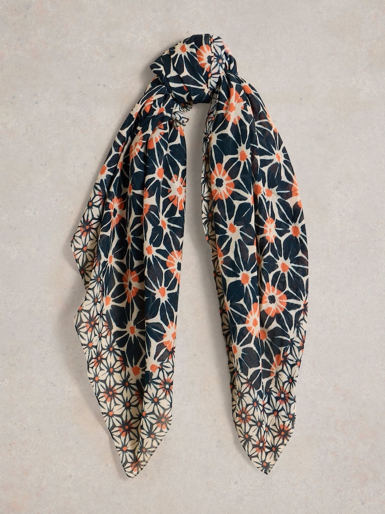 White Stuff Blue Mosaic Square Scarf - Image 1 of 3