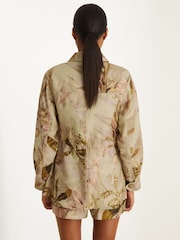 Reiss Light Khaki Jade Reiss | NYBG Linen Floral Utility Jacket - Image 5 of 8