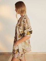 Reiss Light Khaki Jade Reiss | NYBG Linen Floral Utility Jacket - Image 7 of 8
