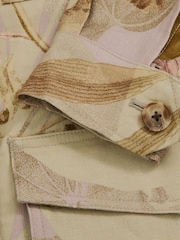 Reiss Light Khaki Jade Reiss | NYBG Linen Floral Utility Jacket - Image 8 of 8