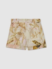 Reiss Light Khaki Demi Reiss | NYBG Linen Floral-Print Shorts - Image 5 of 6