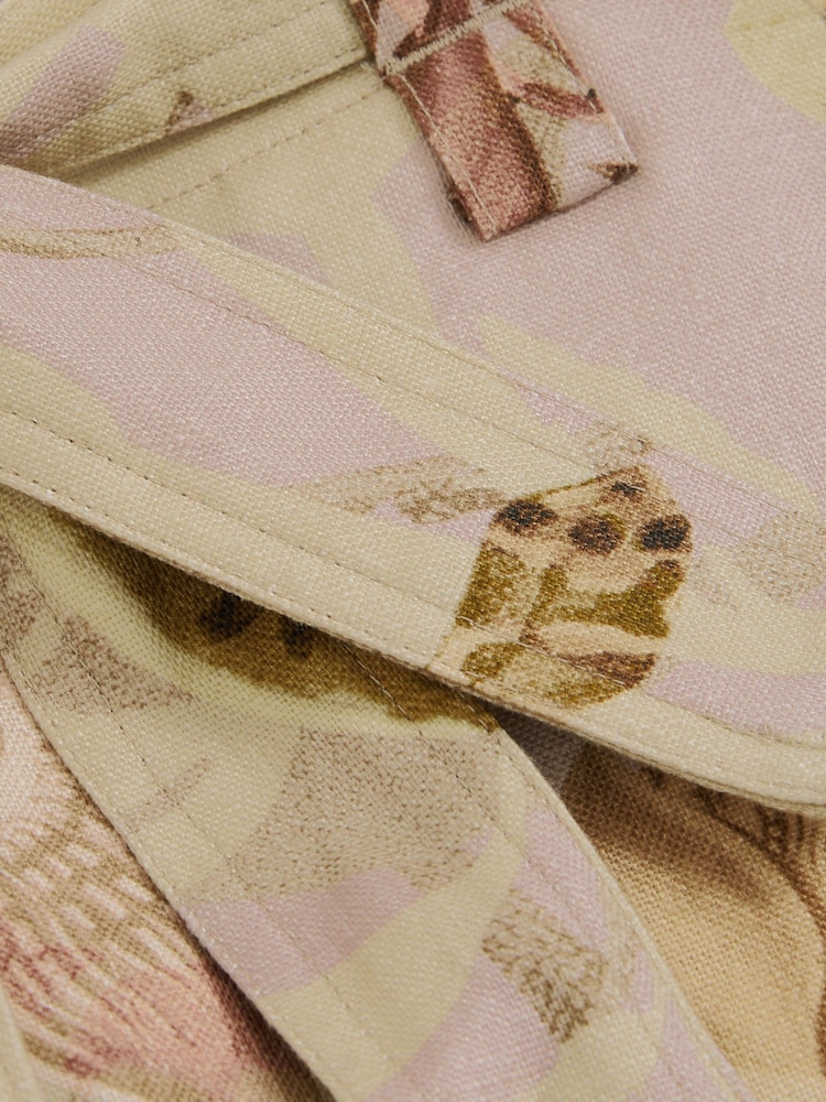 Reiss Light Khaki Demi Reiss | NYBG Linen Floral-Print Shorts - Image 6 of 6