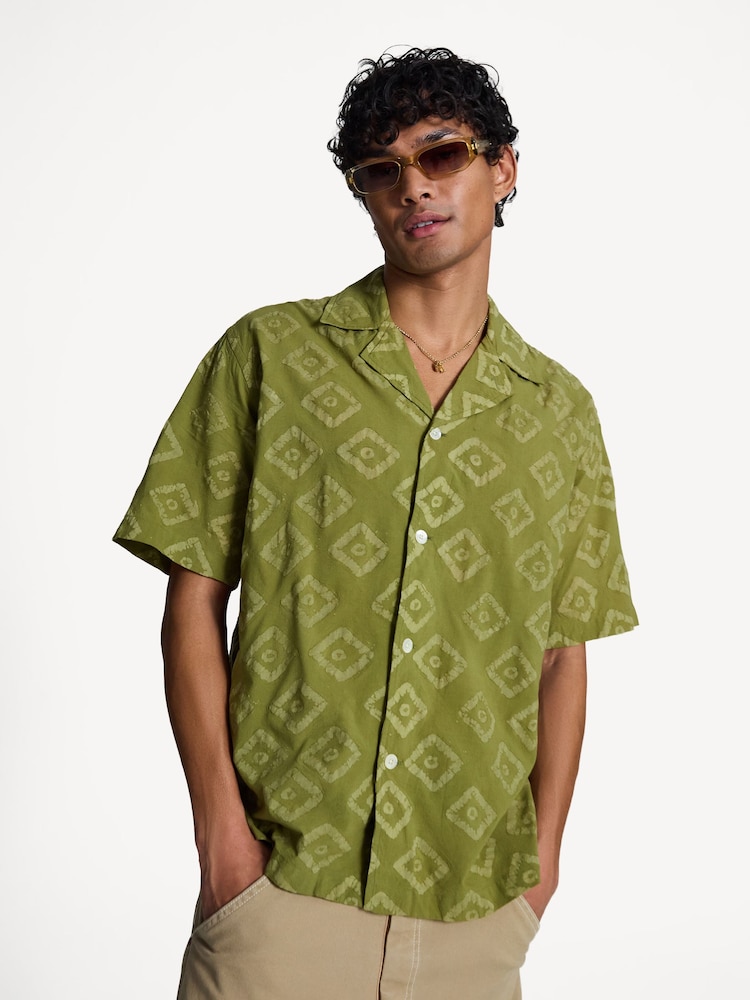 Norse Projects Green Mads Batik Print Short Sleeve Shirt - Image 1 of 6