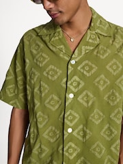 Norse Projects Green Mads Batik Print Short Sleeve Shirt - Image 3 of 6
