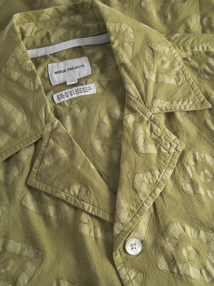 Norse Projects Green Mads Batik Print Short Sleeve Shirt - Image 6 of 6