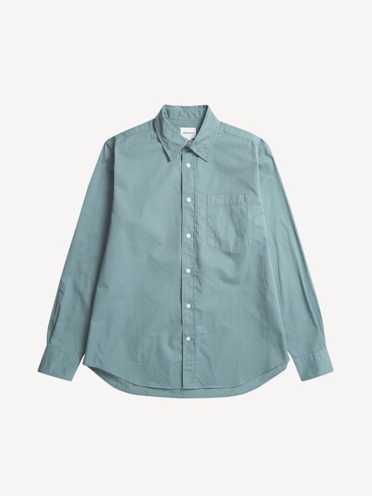 Norse Projects Blue Relaxed Fit Algot Twill Long Sleeve Shirt - Image 1 of 4 Norse Projects Blue Relaxed Fit Algot Twill Long Sleeve Shirt - Image 1 of 4