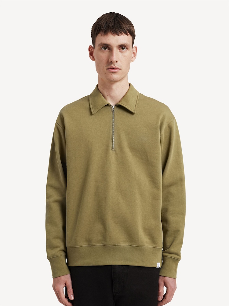 Norse Projects Green Ketel Half Zip Sweatshirt - Image 1 of 6