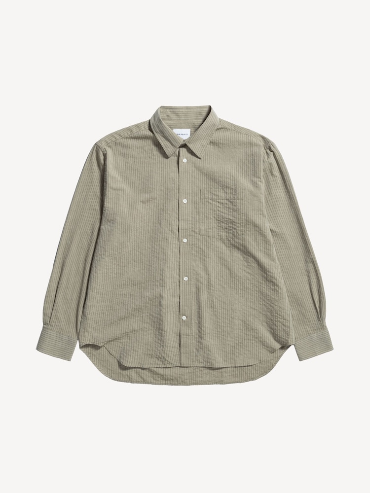 Norse Projects Brown Oversized Fit Mo Striped Long Sleeve Shirt - Image 2 of 5